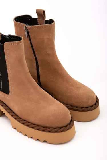  Tamer Tanca Kadın Hakiki Deri Bej Casual Bot