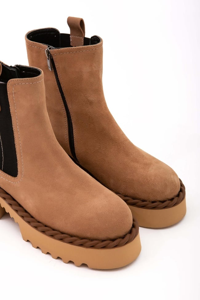  Tamer Tanca Kadın Hakiki Deri Bej Casual Bot