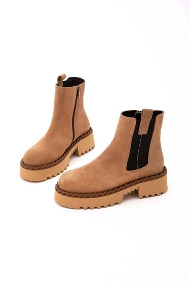  Tamer Tanca Kadın Hakiki Deri Bej Casual Bot
