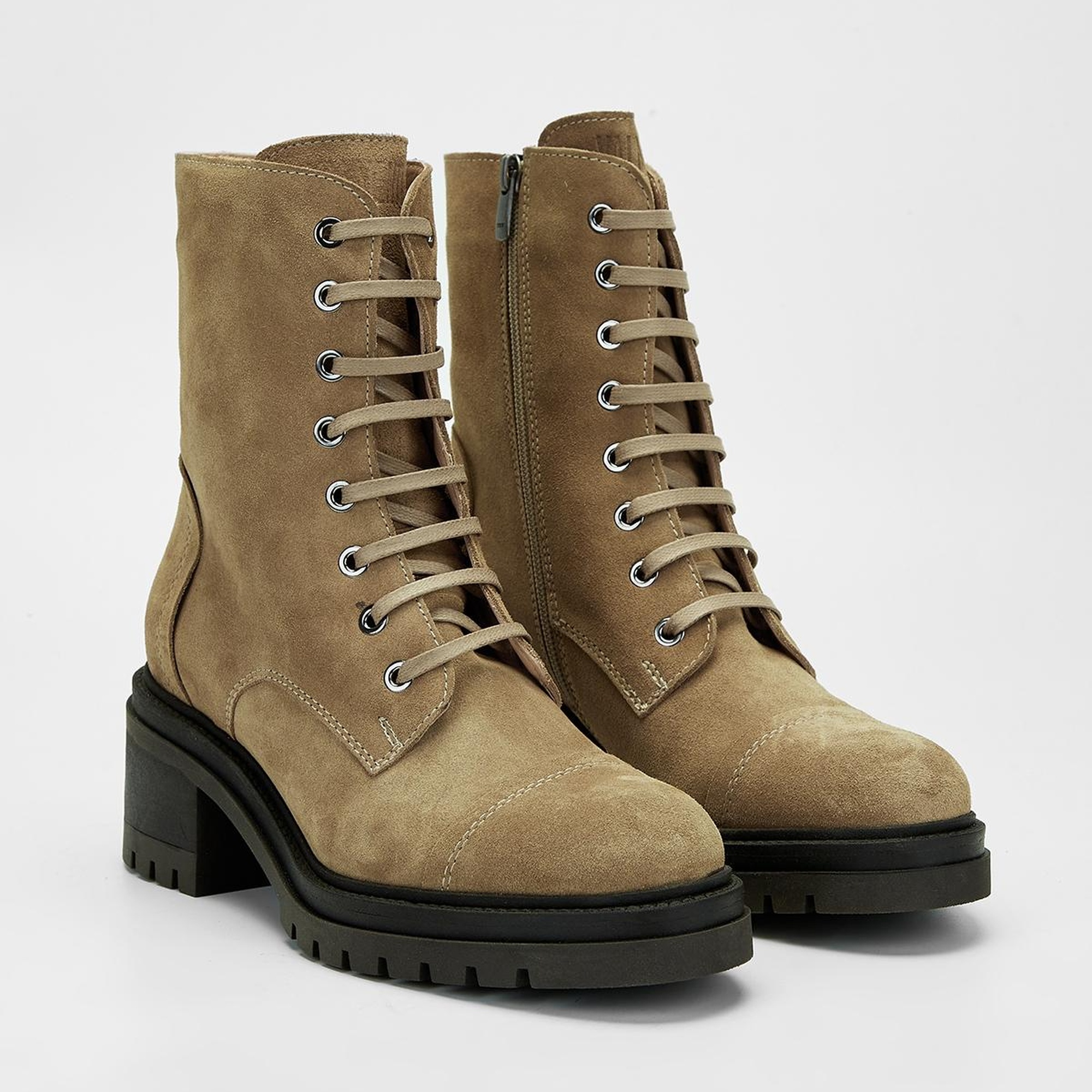 Valmenti Kadın Bej Süet Hakiki Deri Casual Bot