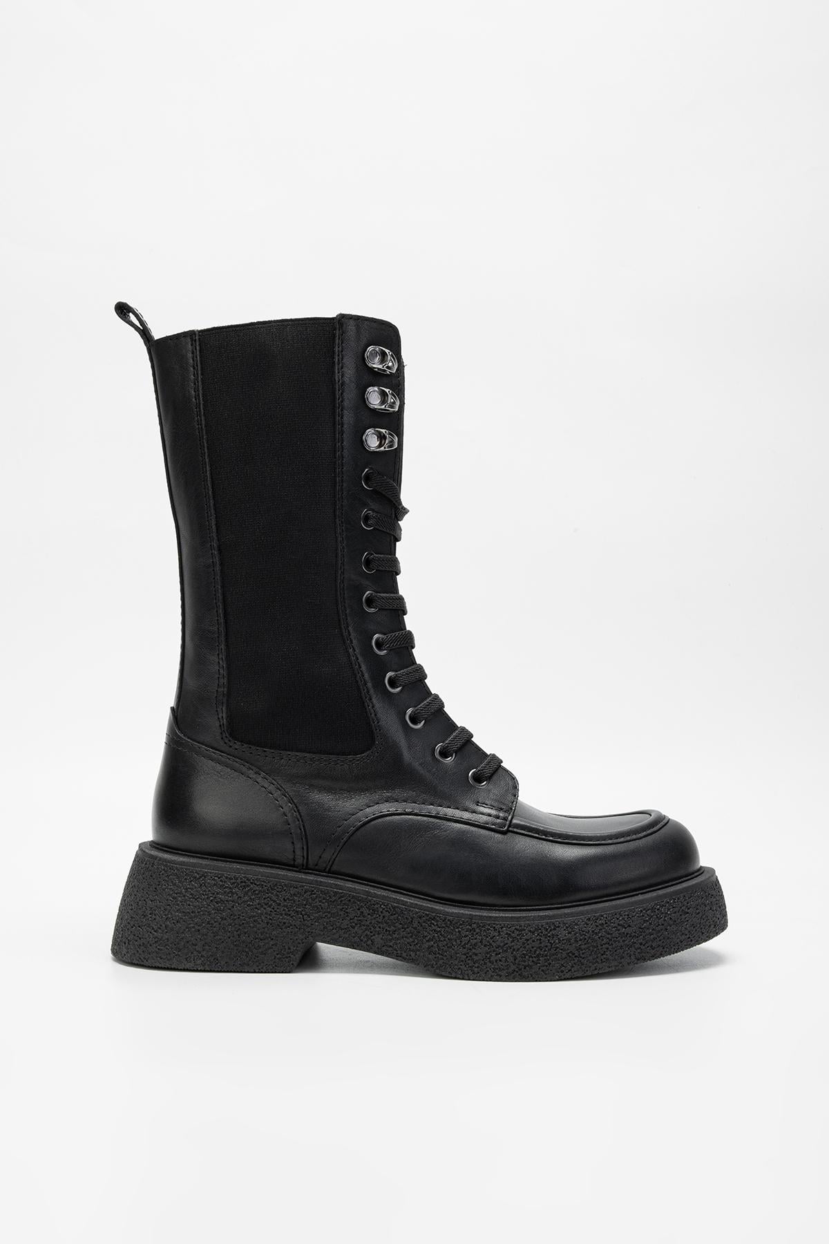  Valmenti Kadın Siyah Hakiki Deri Casual Bot