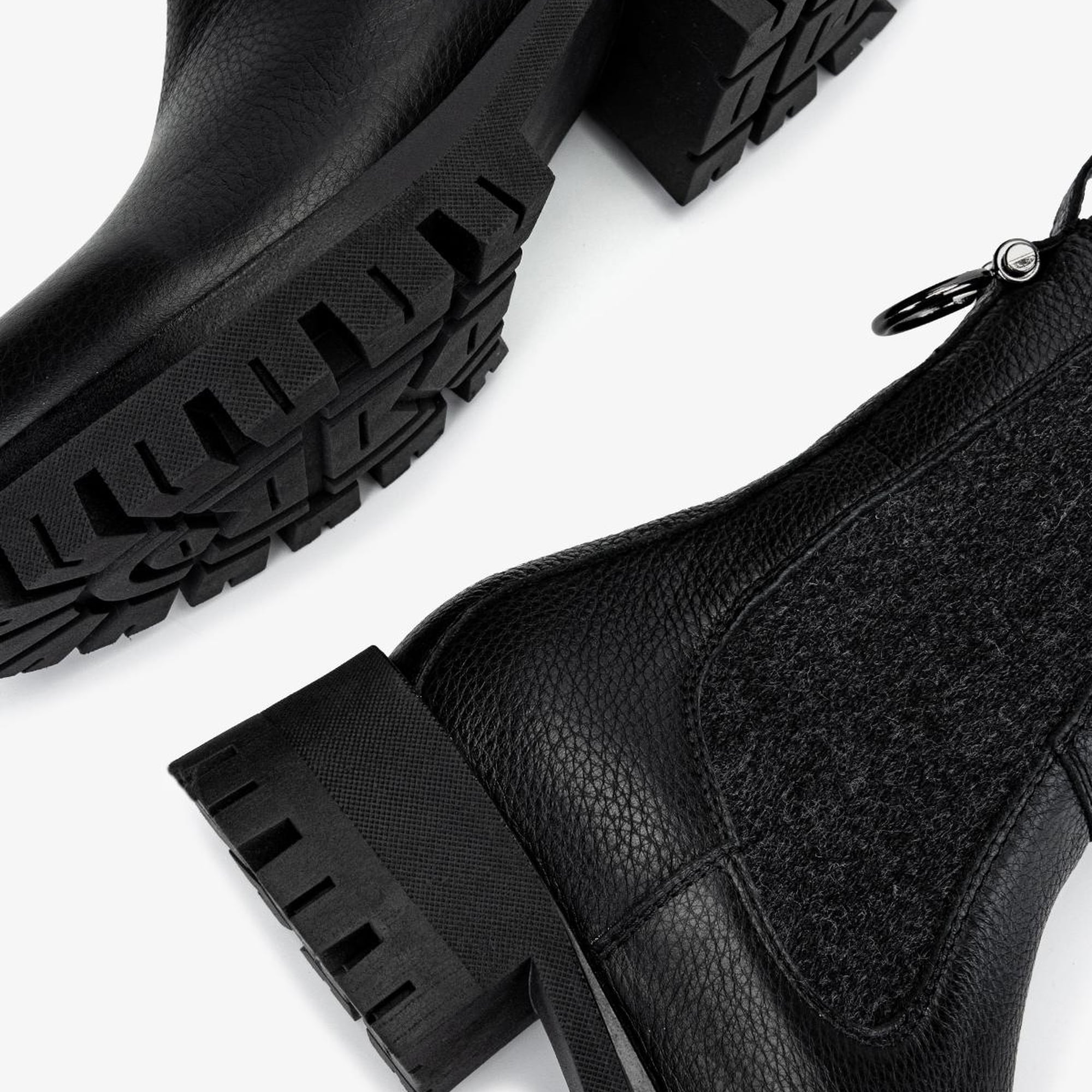 Valmenti Kadın Hakiki Deri Siyah Floter Düz Bot