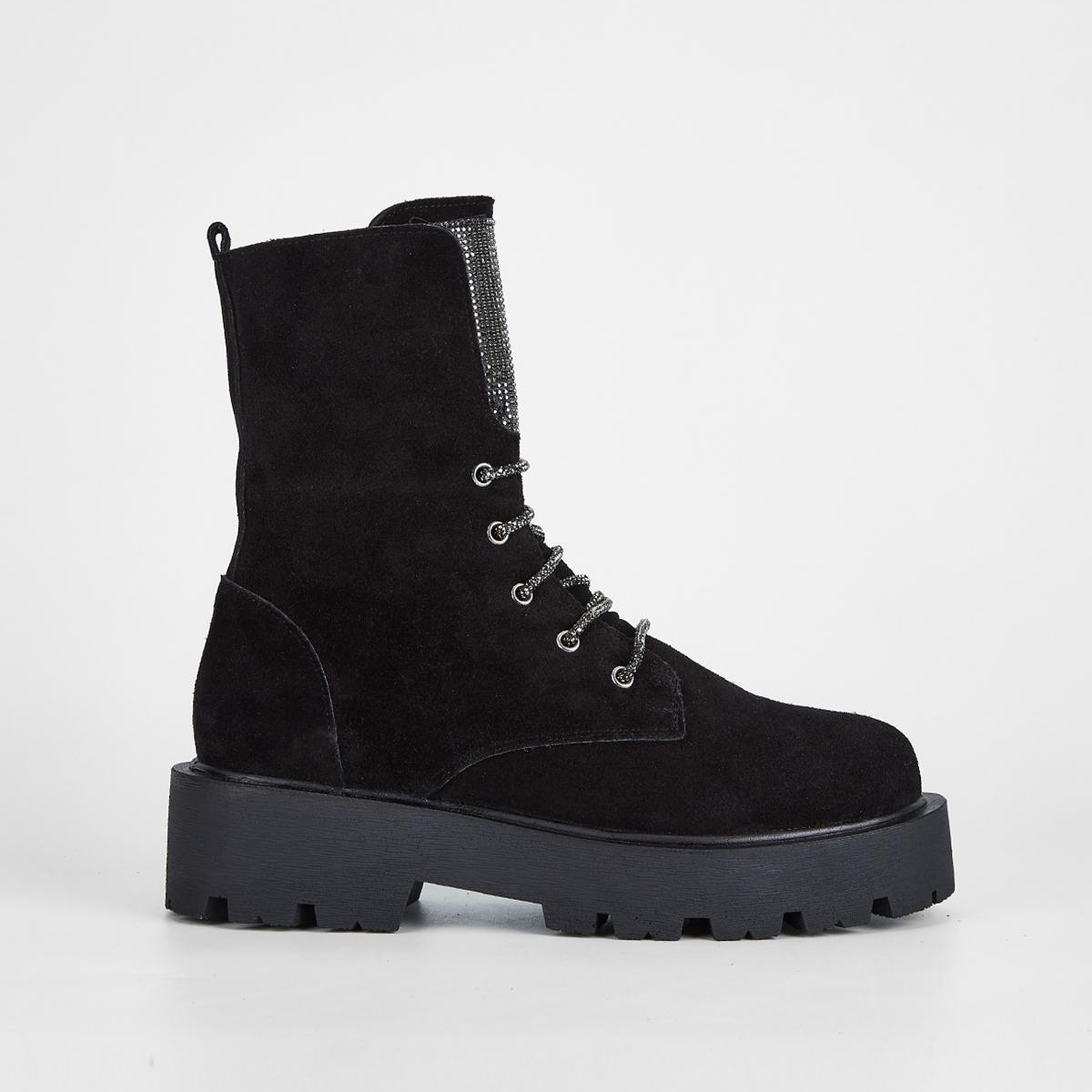 Valmenti Nagy Kadın Siyah Süet Hakiki Deri Casual Bot