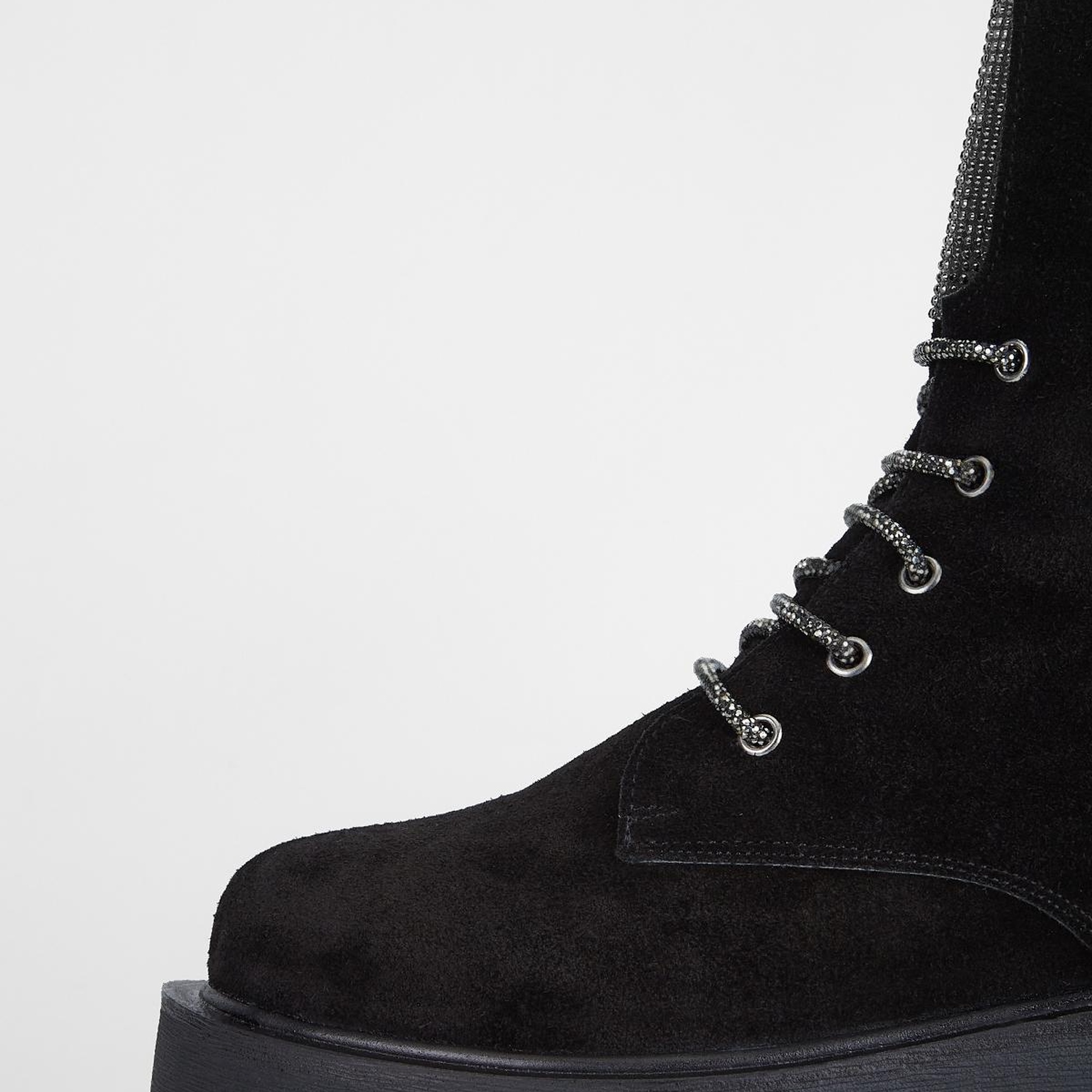 Valmenti Nagy Kadın Siyah Süet Hakiki Deri Casual Bot