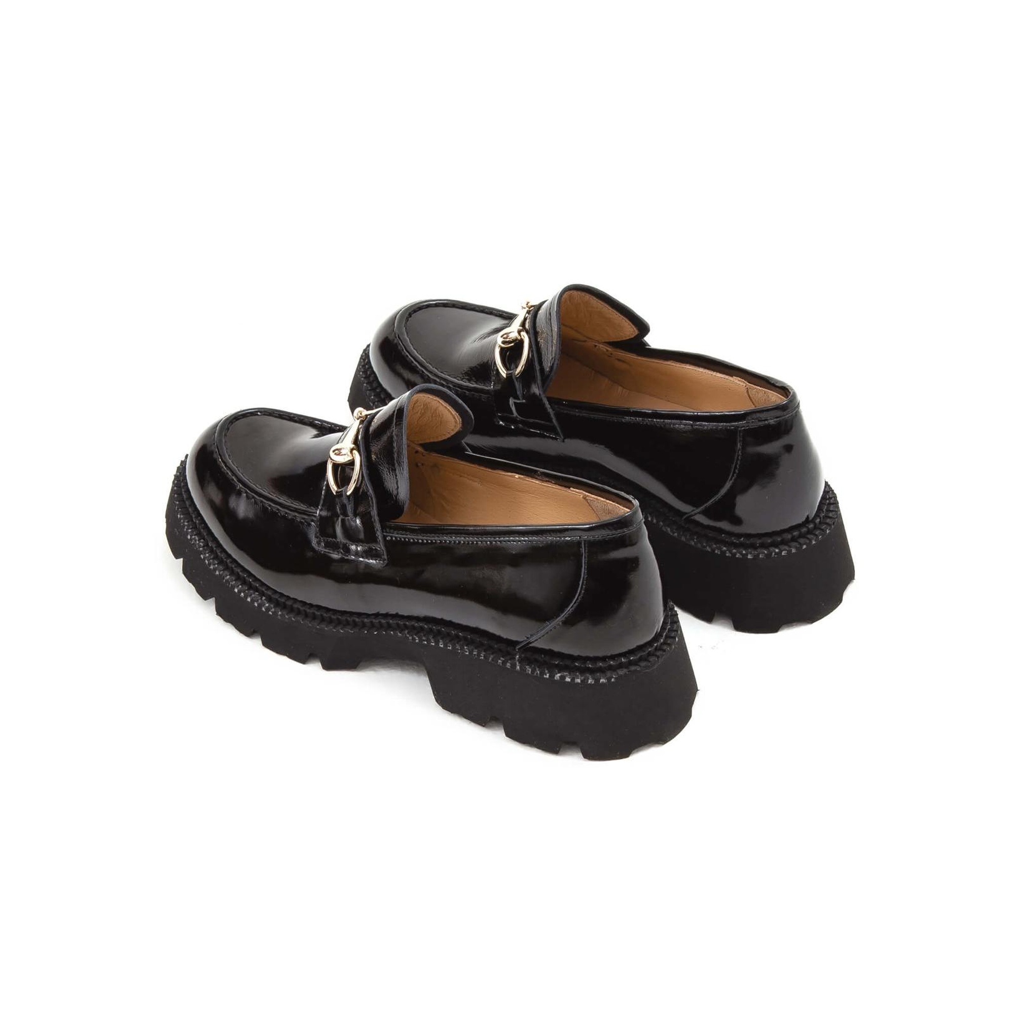 Tamer Tanca Kadın Hakiki Deri Siyah Rugan Loafer Ayakkabı