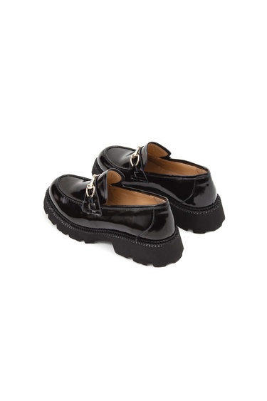  Tamer Tanca Kadın Hakiki Deri Siyah Rugan Loafer Ayakkabı