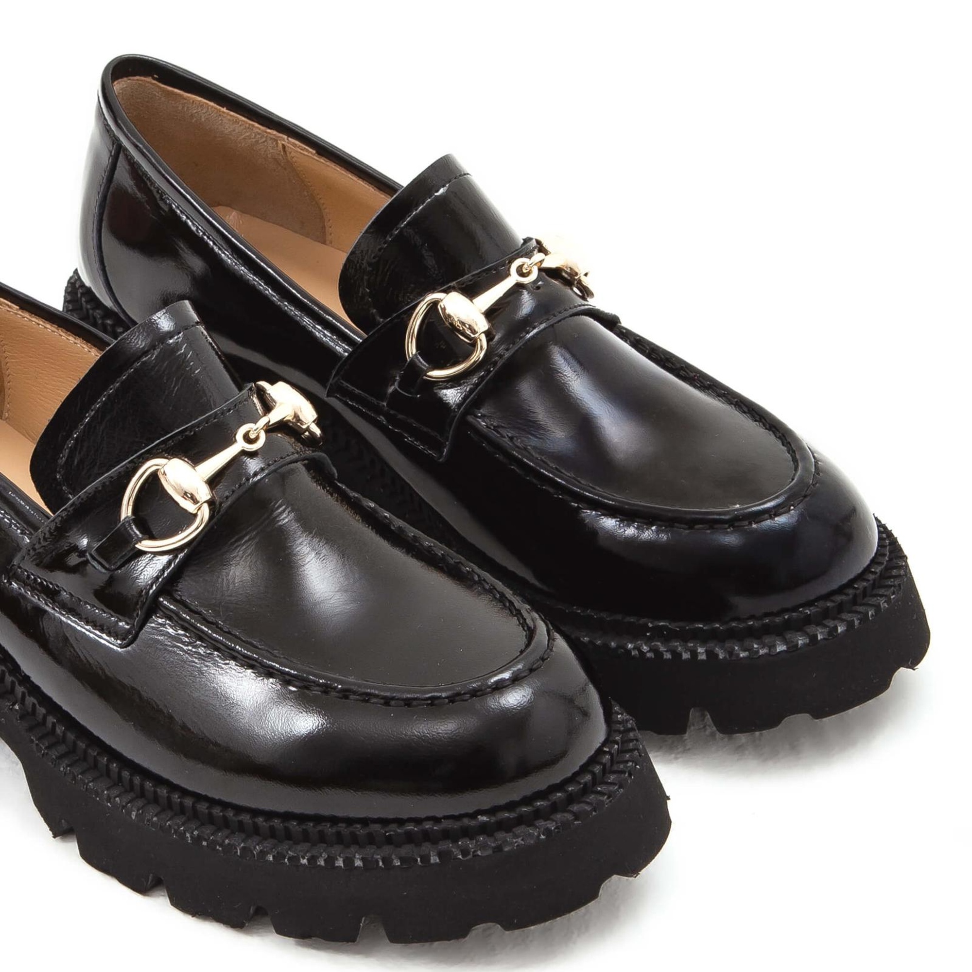 Tamer Tanca Kadın Hakiki Deri Siyah Rugan Loafer Ayakkabı