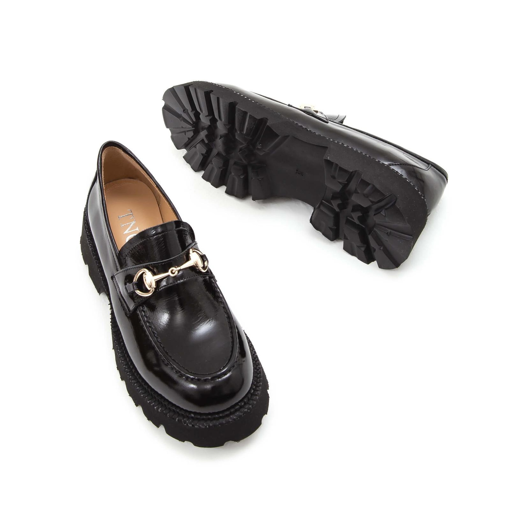 Tamer Tanca Kadın Hakiki Deri Siyah Rugan Loafer Ayakkabı