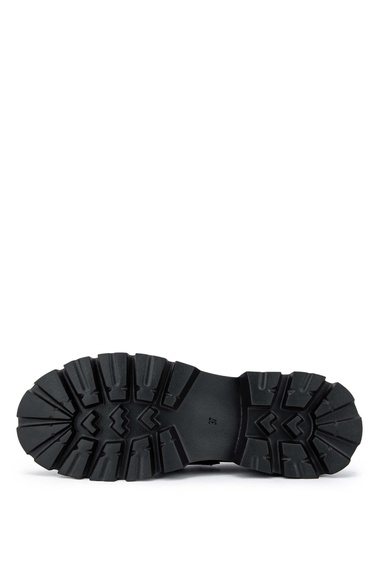  Tamer Tanca Kadın Hakiki Deri Siyah Loafer Ayakkabı