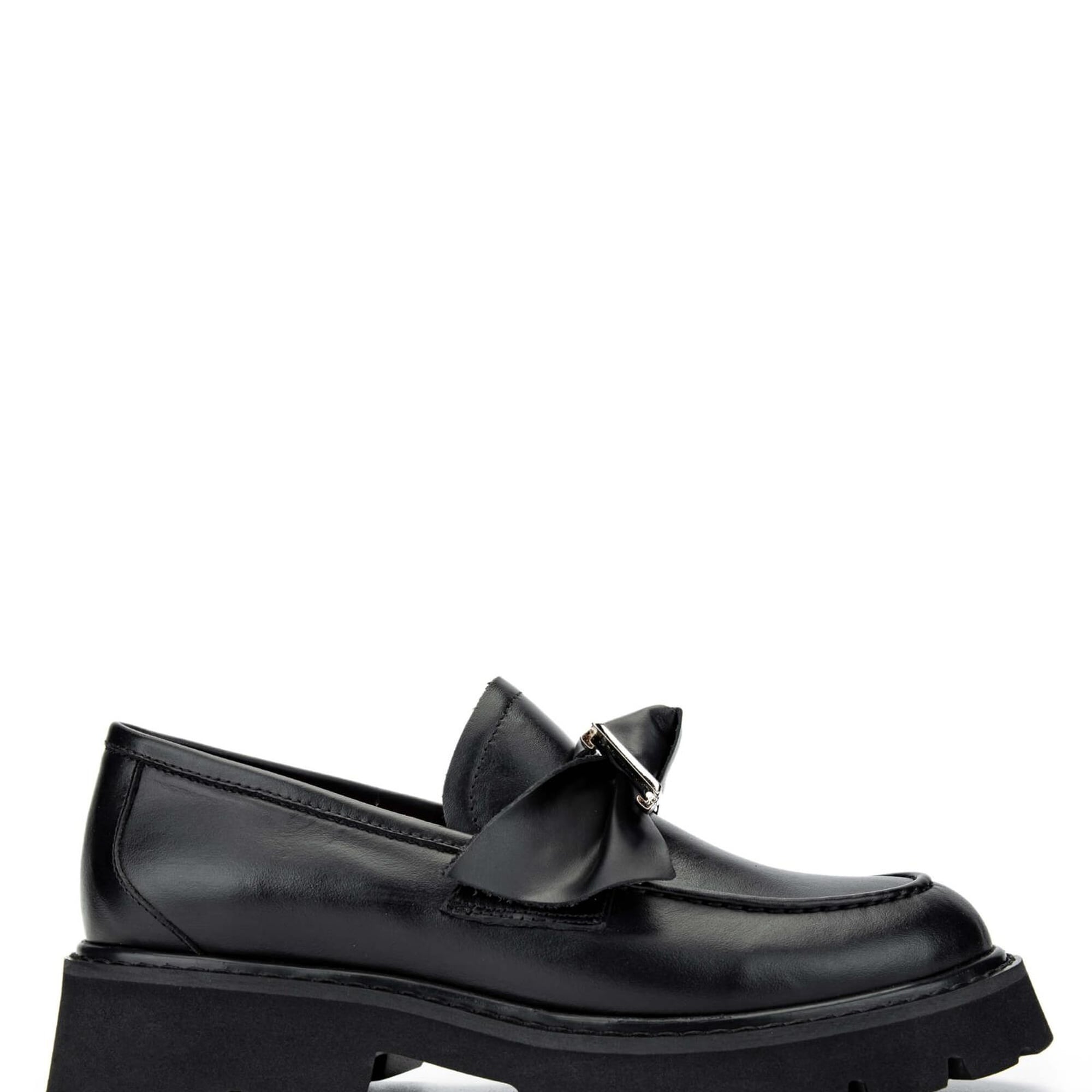 Tamer Tanca Kadın Hakiki Deri Siyah Loafer Ayakkabı
