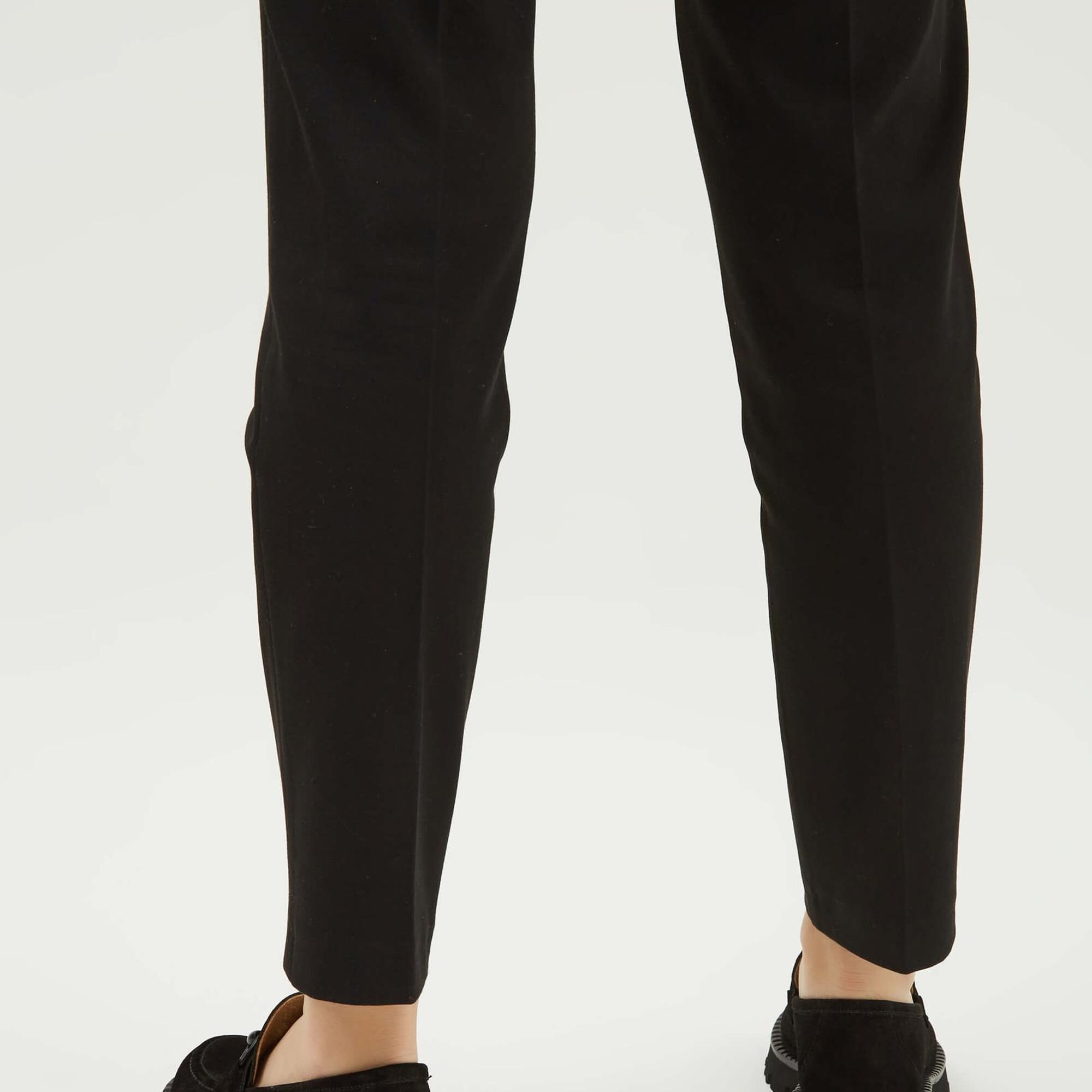 Tamer Tanca Kadın Hakiki Deri Siyah Süet Loafer Ayakkabı