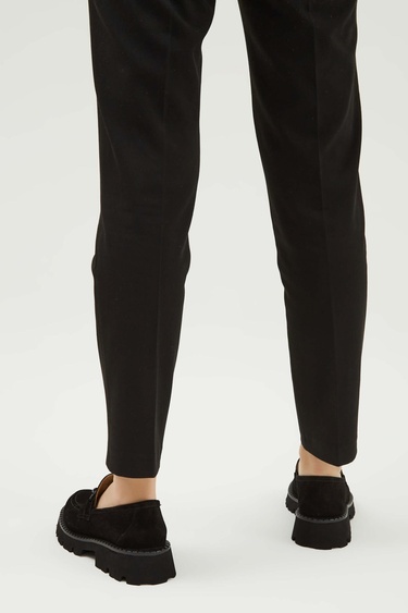  Tamer Tanca Kadın Hakiki Deri Siyah Süet Loafer Ayakkabı