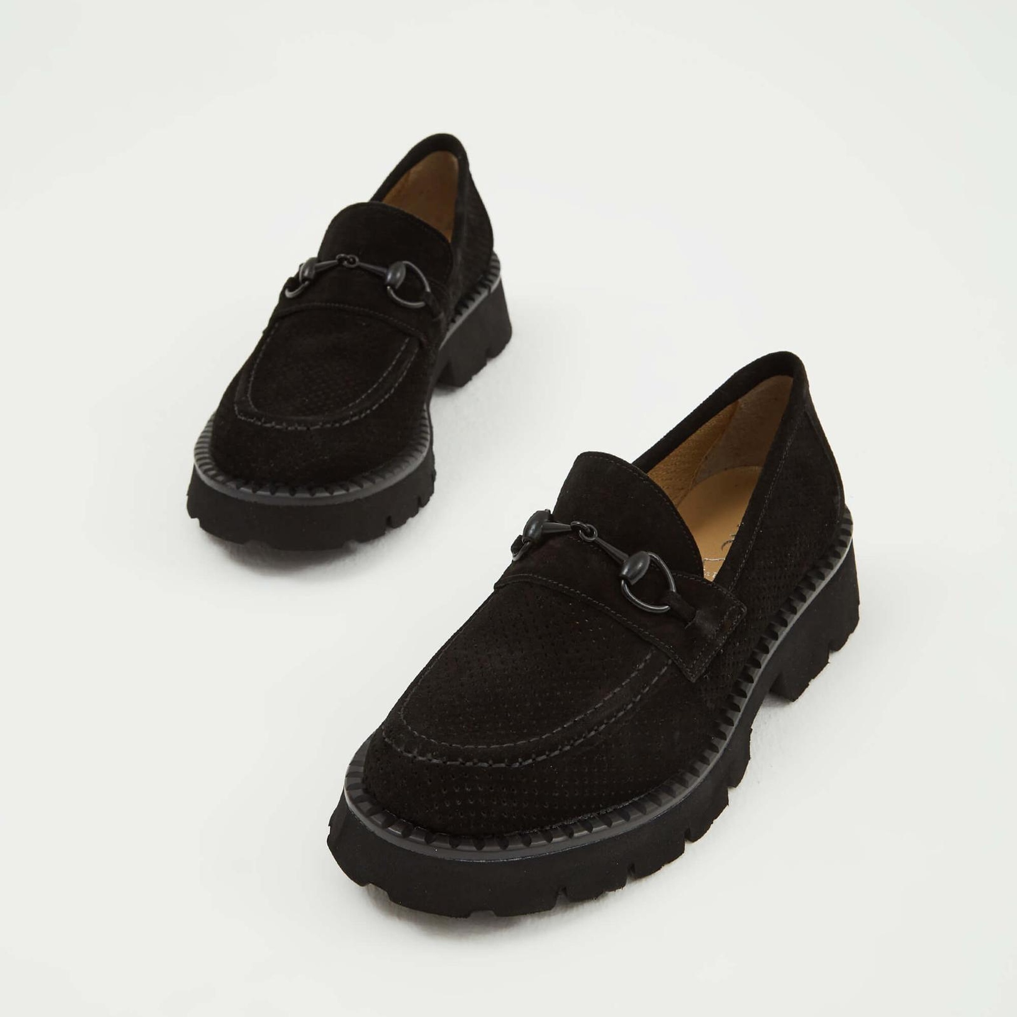 Tamer Tanca Kadın Hakiki Deri Siyah Süet Loafer Ayakkabı