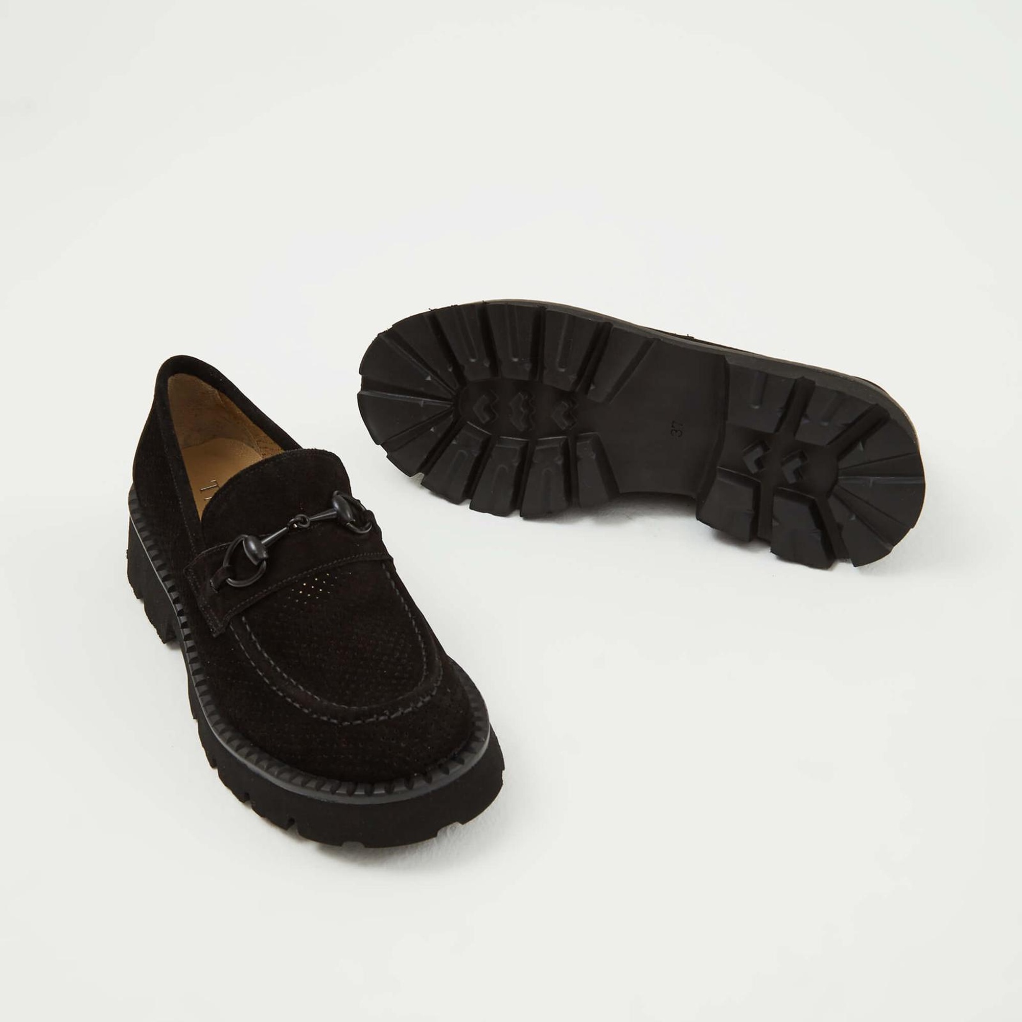 Tamer Tanca Kadın Hakiki Deri Siyah Süet Loafer Ayakkabı