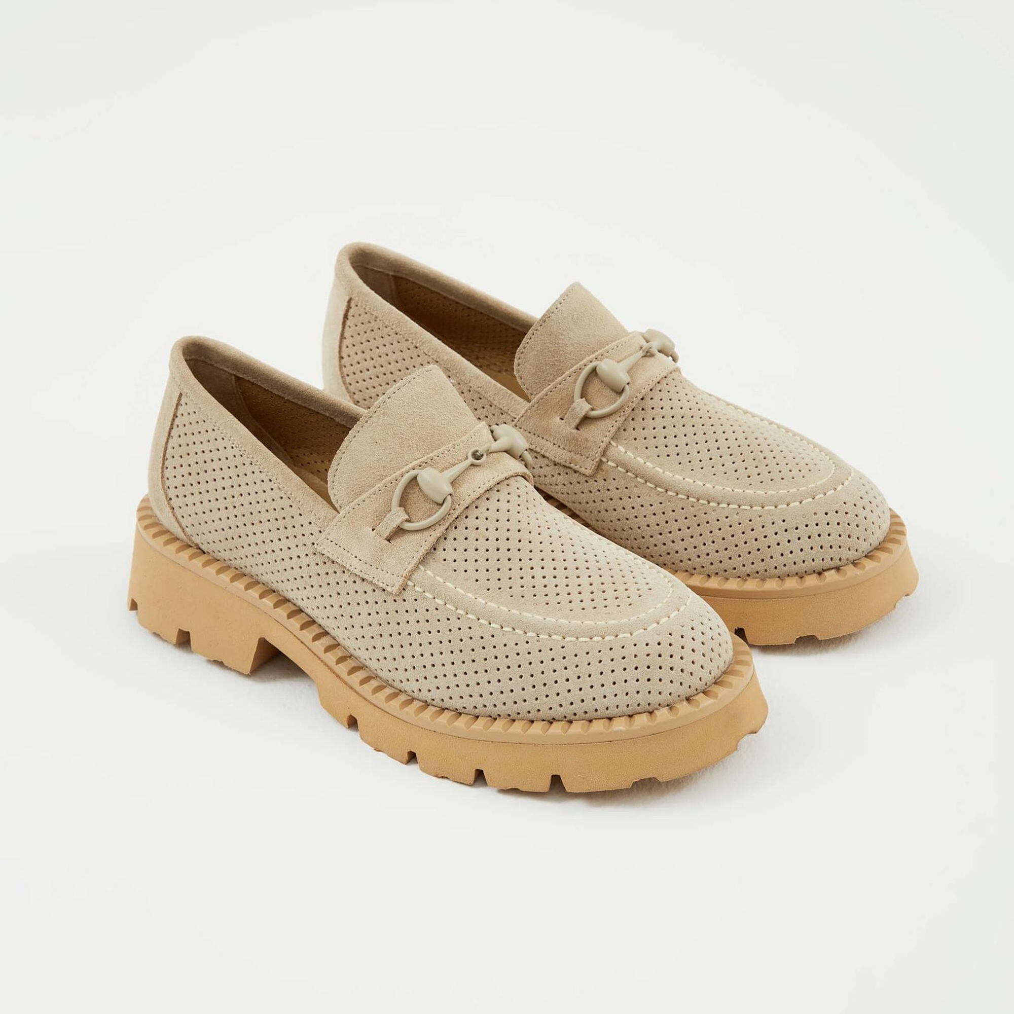 Tamer Tanca Kadın Hakiki Deri Taş Süet Loafer Ayakkabı