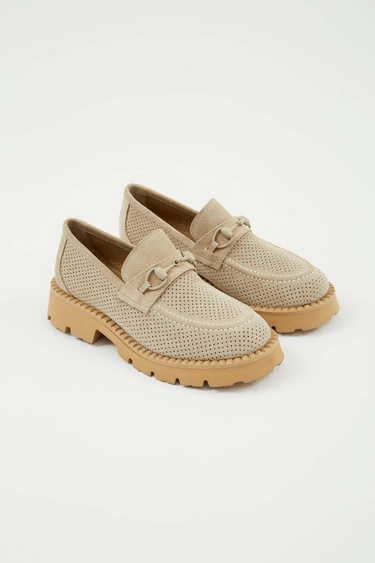  Tamer Tanca Kadın Hakiki Deri Taş Süet Loafer Ayakkabı