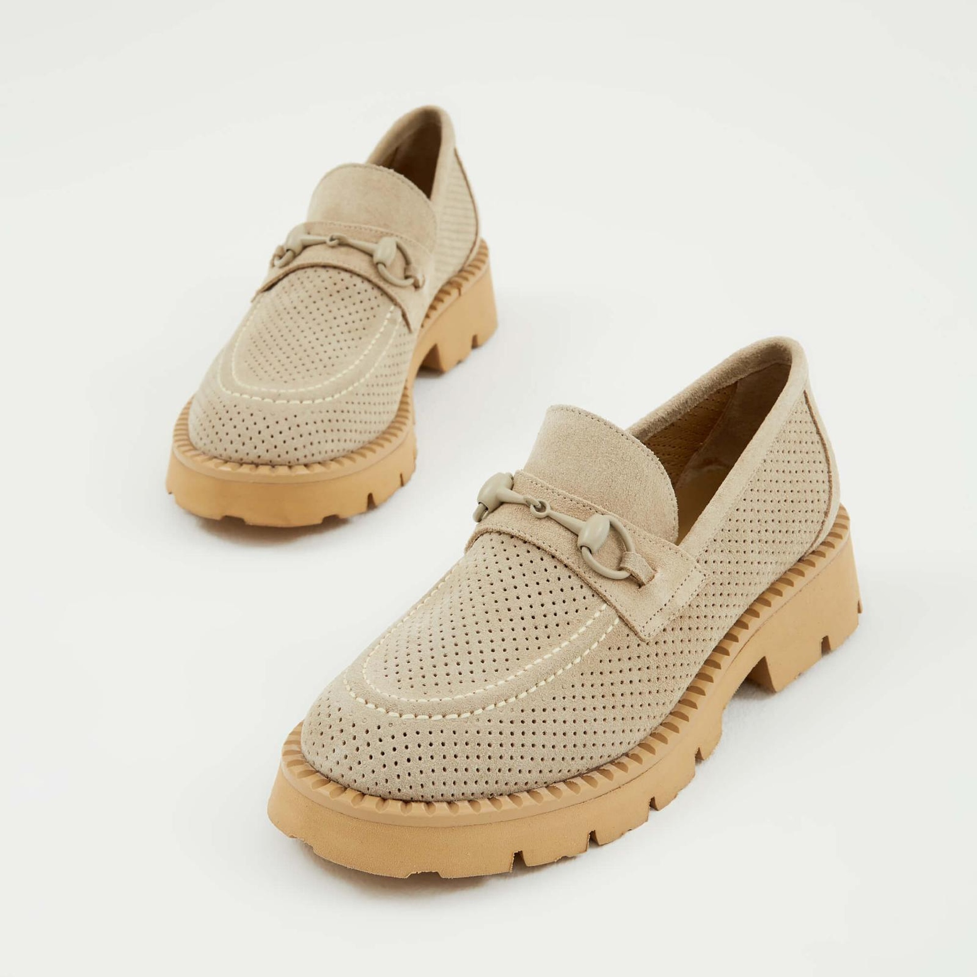 Tamer Tanca Kadın Hakiki Deri Taş Süet Loafer Ayakkabı