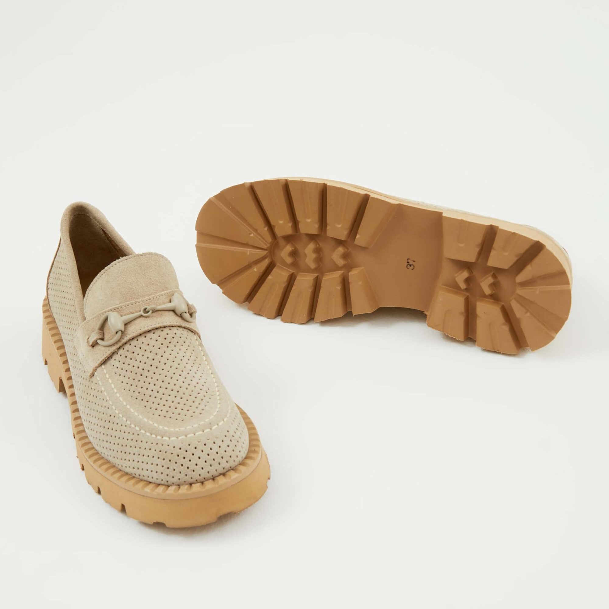 Tamer Tanca Kadın Hakiki Deri Taş Süet Loafer Ayakkabı