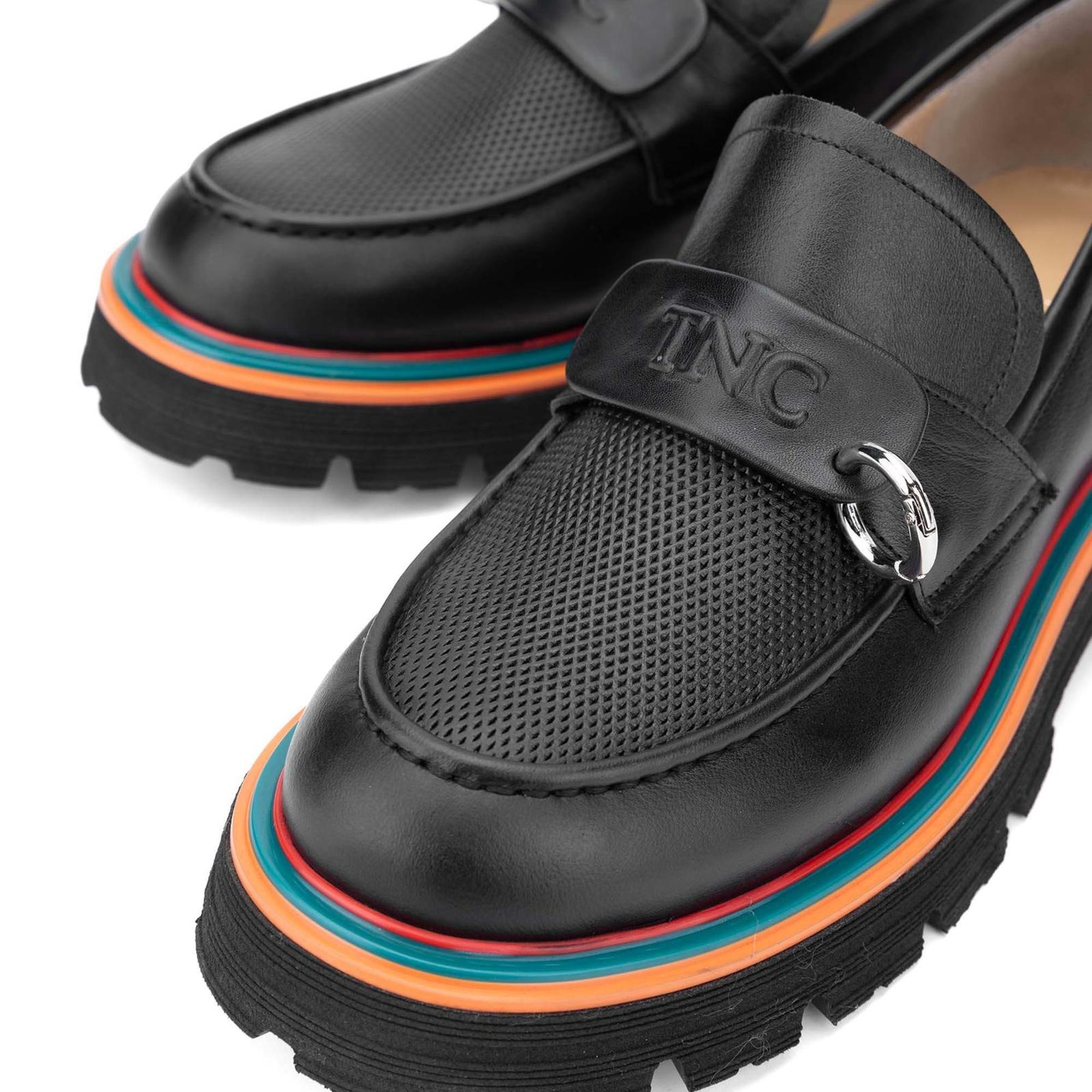 Tamer Tanca Kadın Hakiki Deri Siyah Deri Loafer Ayakkabı