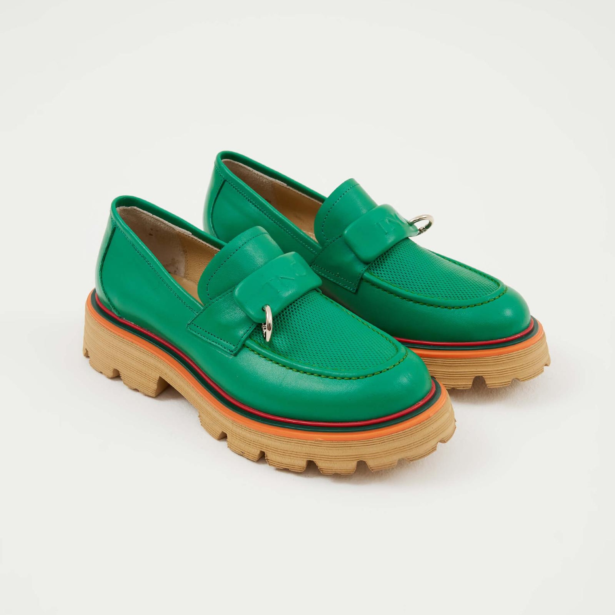 Tamer Tanca Kadın Hakiki Deri Yeşil Loafer Ayakkabı