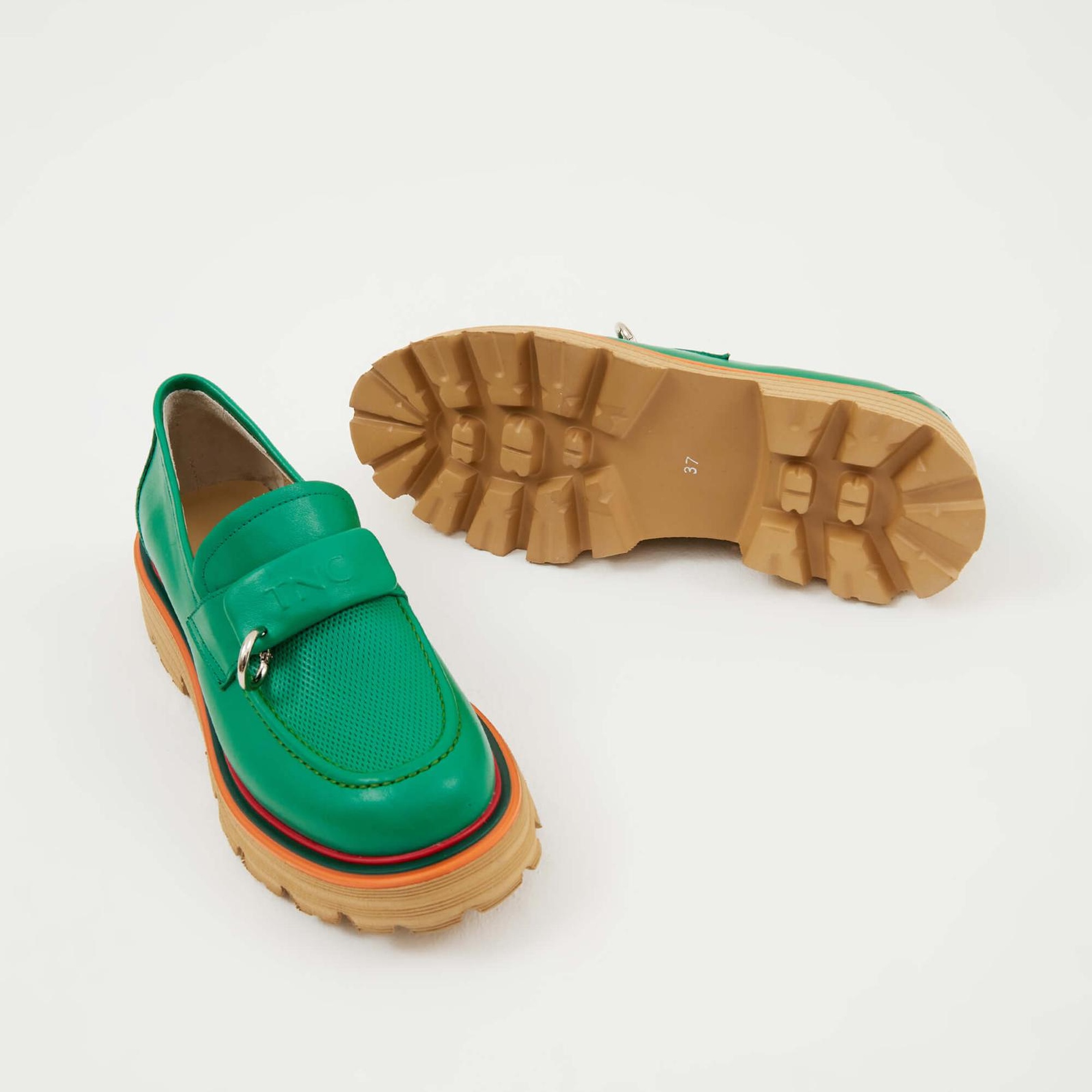 Tamer Tanca Kadın Hakiki Deri Yeşil Loafer Ayakkabı