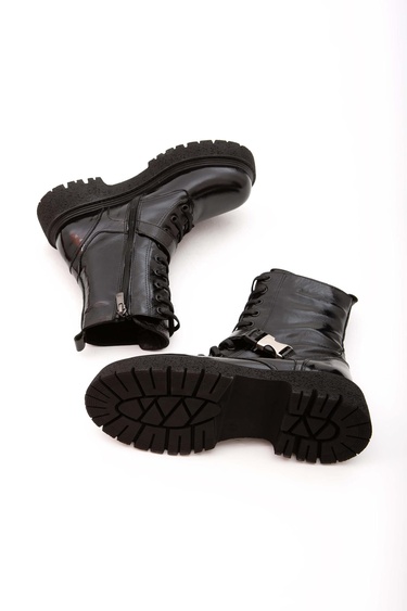  Tamer Tanca Kadın Hakiki Deri Siyah Rugan POSTAL Bot