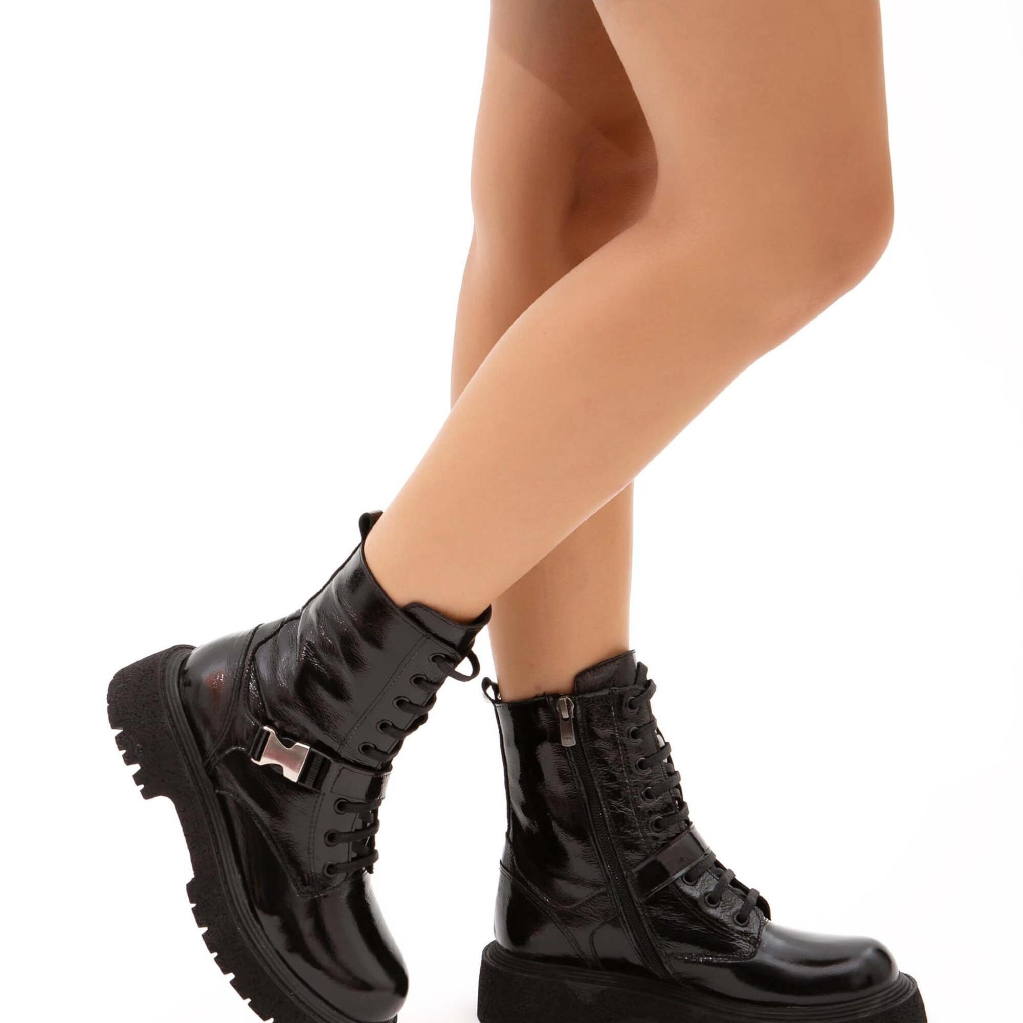 Tamer Tanca Kadın Hakiki Deri Siyah Rugan POSTAL Bot