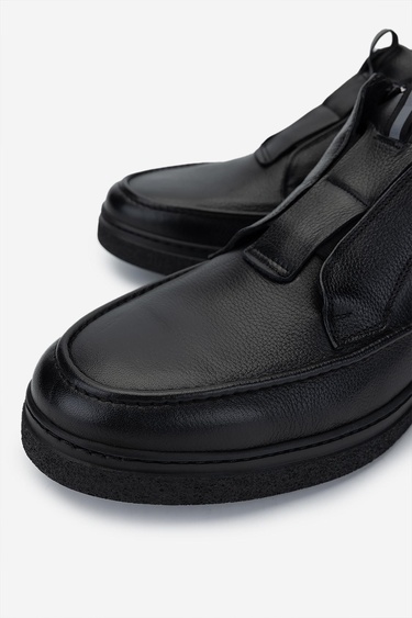  Valmenti Erkek Hakiki Deri Siyah Casual Bot