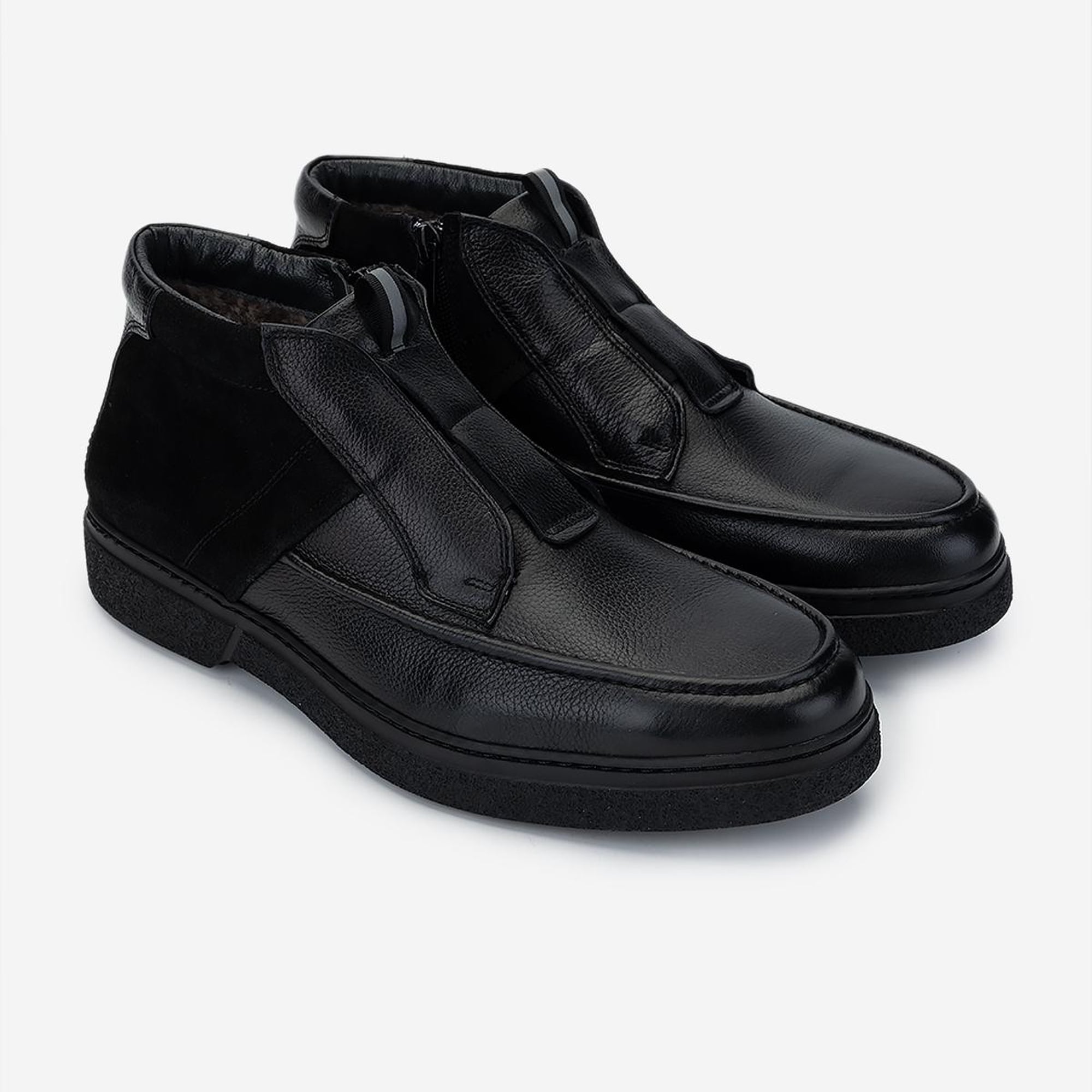 Valmenti Erkek Hakiki Deri Siyah Casual Bot