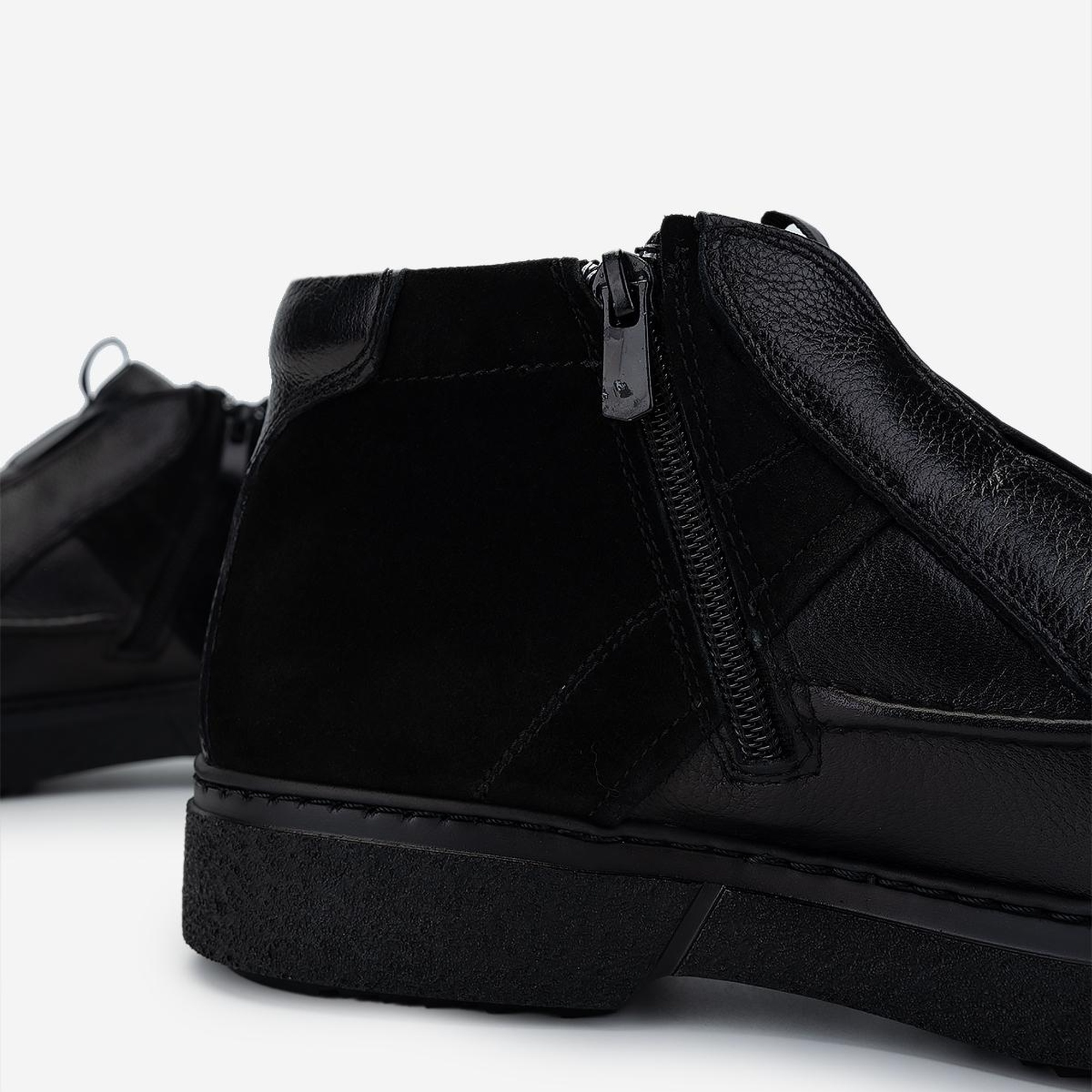 Valmenti Erkek Hakiki Deri Siyah Casual Bot