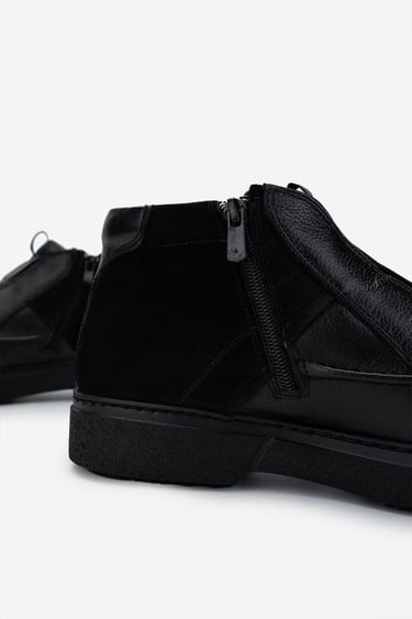  Valmenti Erkek Hakiki Deri Siyah Casual Bot