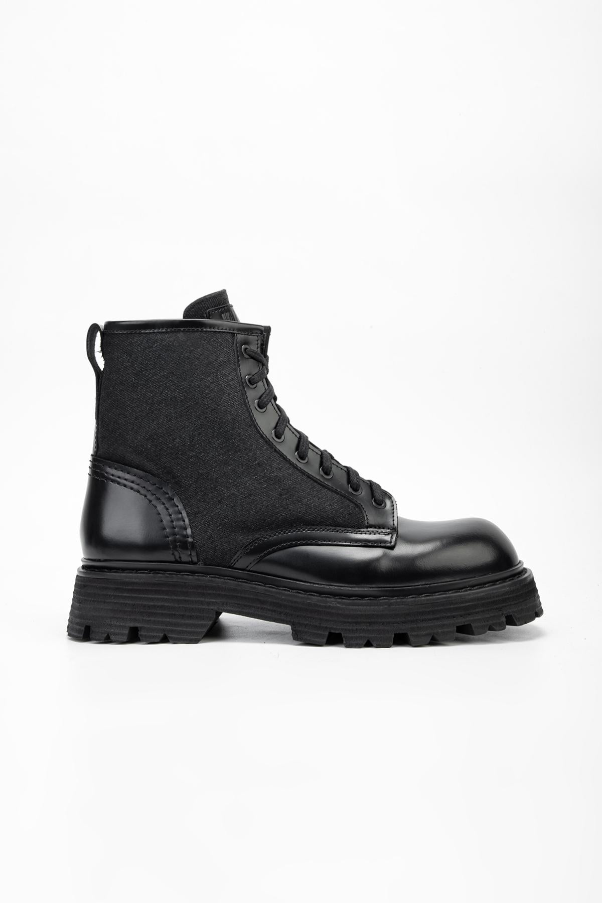  Valmenti Erkek Siyah Açma Hakiki Deri Casual Bot