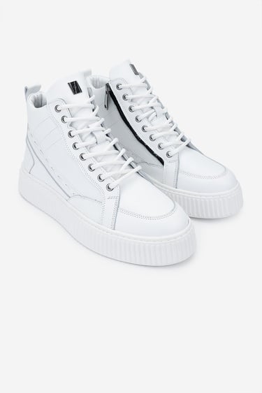  Valmenti Erkek Hakiki Deri Beyaz Casual Bot