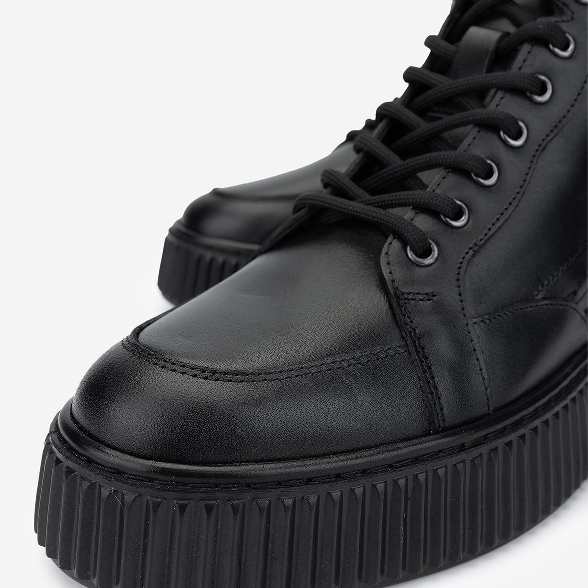 Valmenti Erkek Hakiki Deri Siyah Casual Bot