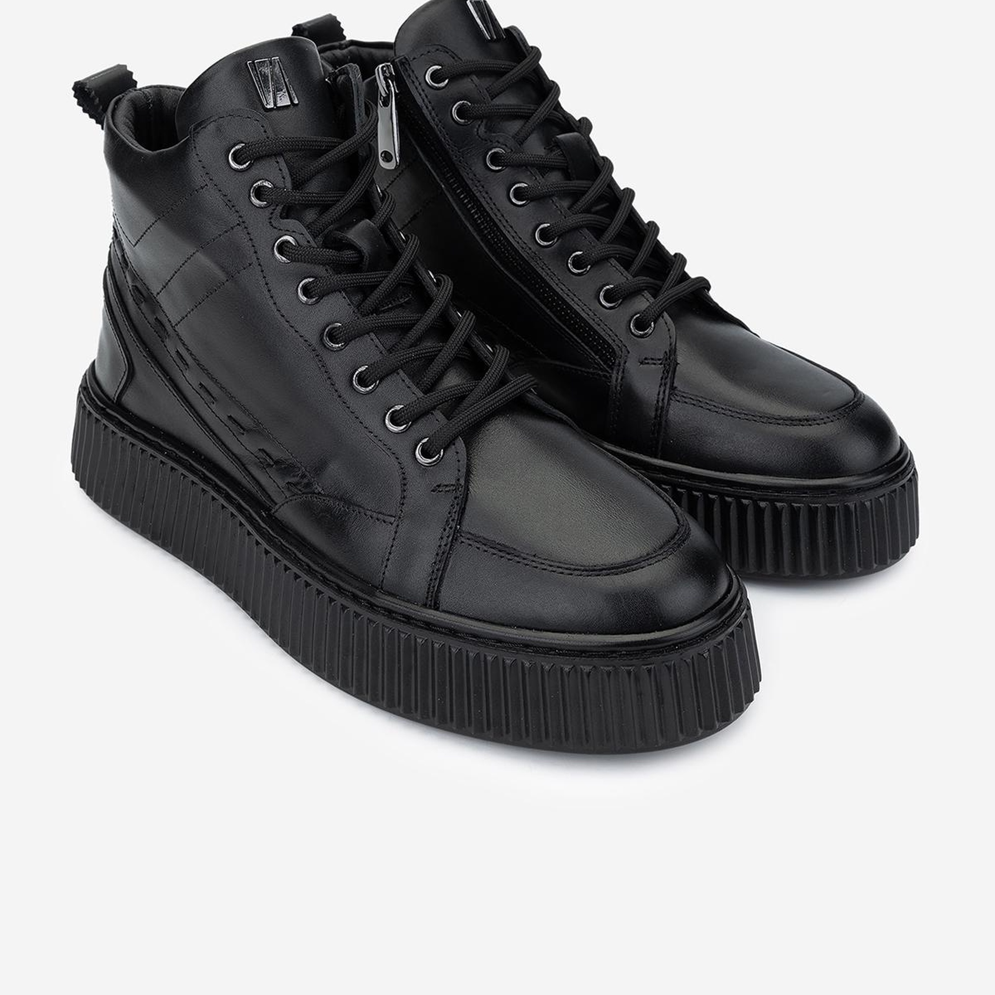 Valmenti Erkek Hakiki Deri Siyah Casual Bot