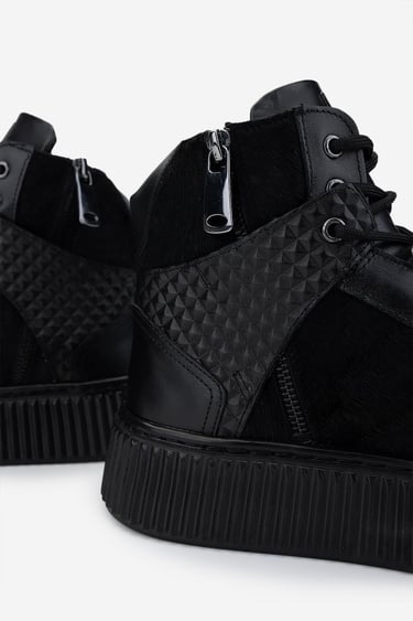  Valmenti Erkek Hakiki Deri Siyah Casual Bot