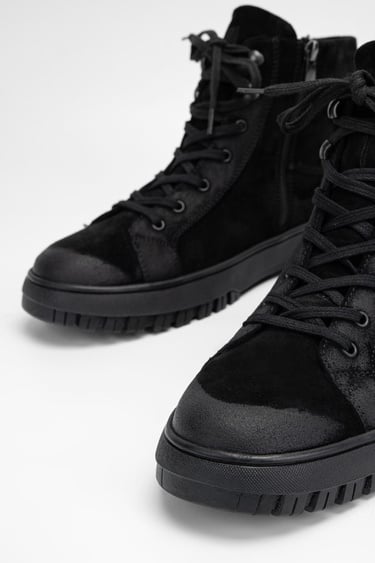  Valmenti Erkek Siyah grft Hakiki Deri Casual Bot