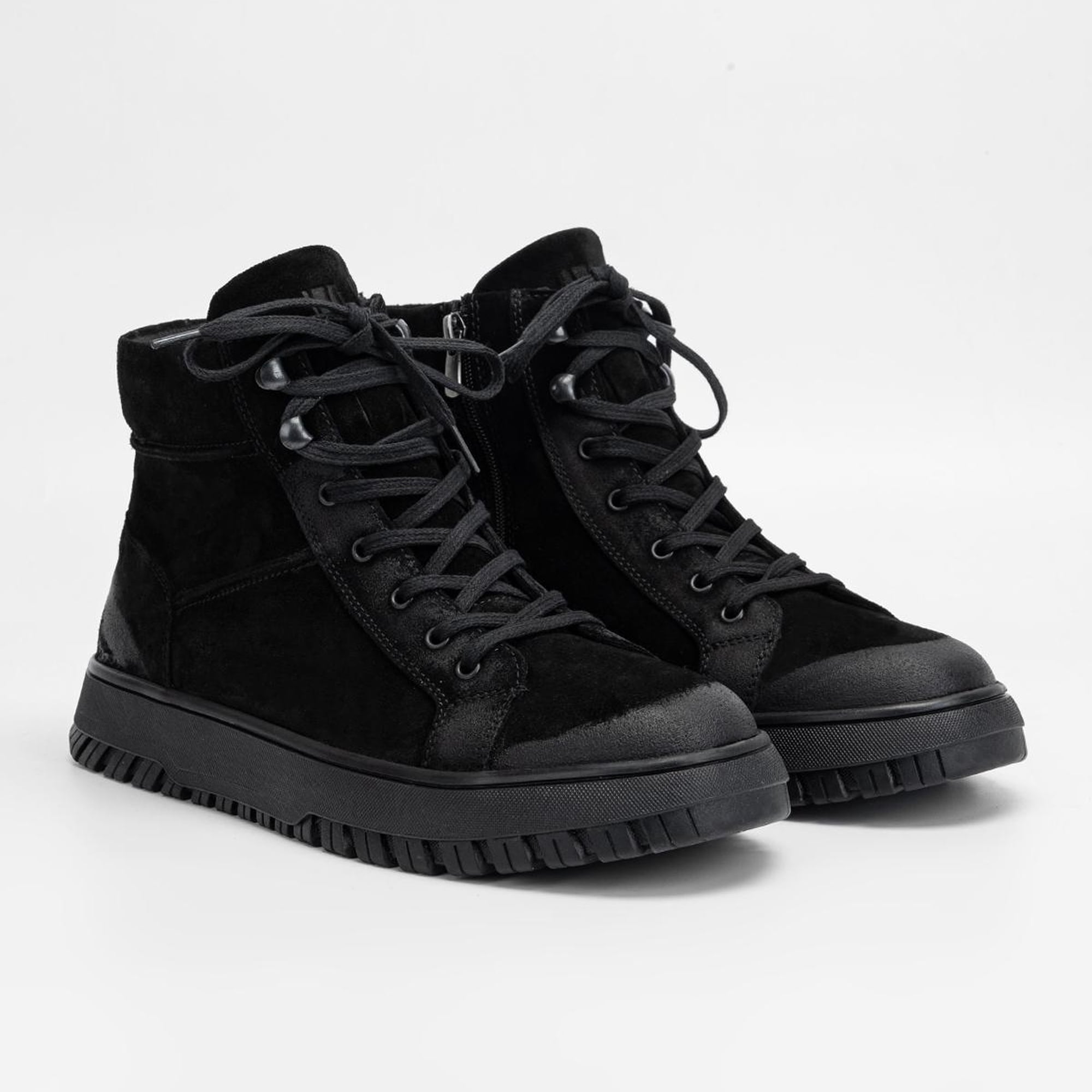 Valmenti Erkek Siyah grft Hakiki Deri Casual Bot