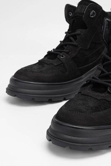  Valmenti Erkek Siyah Nubuk Hakiki Deri Casual Bot