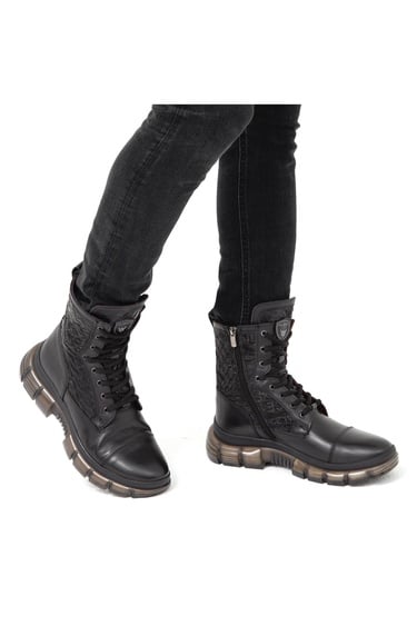  Valmenti Glow Erkek Siyah Hakiki Deri Casual Bot