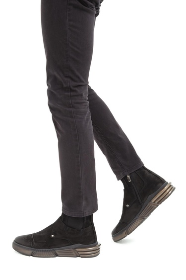  Valmenti Erkek Siyah Hakiki Deri Casual Bot