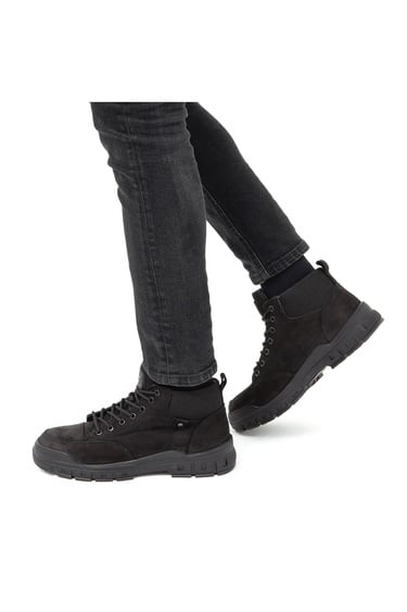  Valmenti Erkek Siyah Nubuk Hakiki Deri Casual Bot