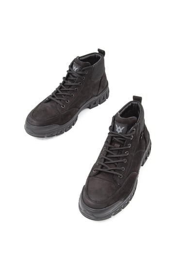  Valmenti Erkek Siyah Nubuk Hakiki Deri Casual Bot