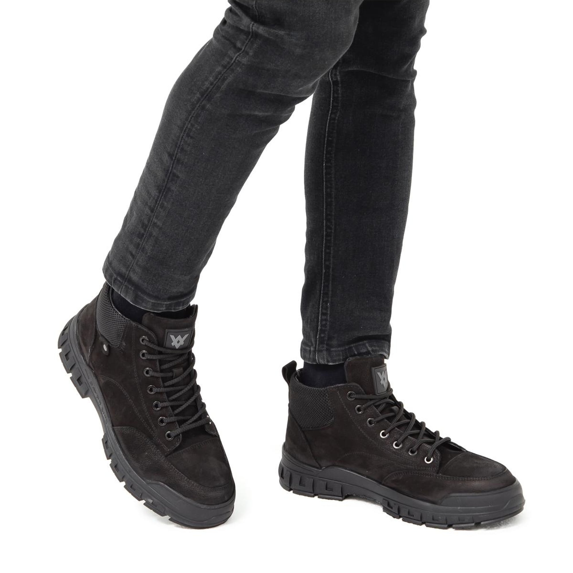 Valmenti Erkek Siyah Nubuk Hakiki Deri Casual Bot