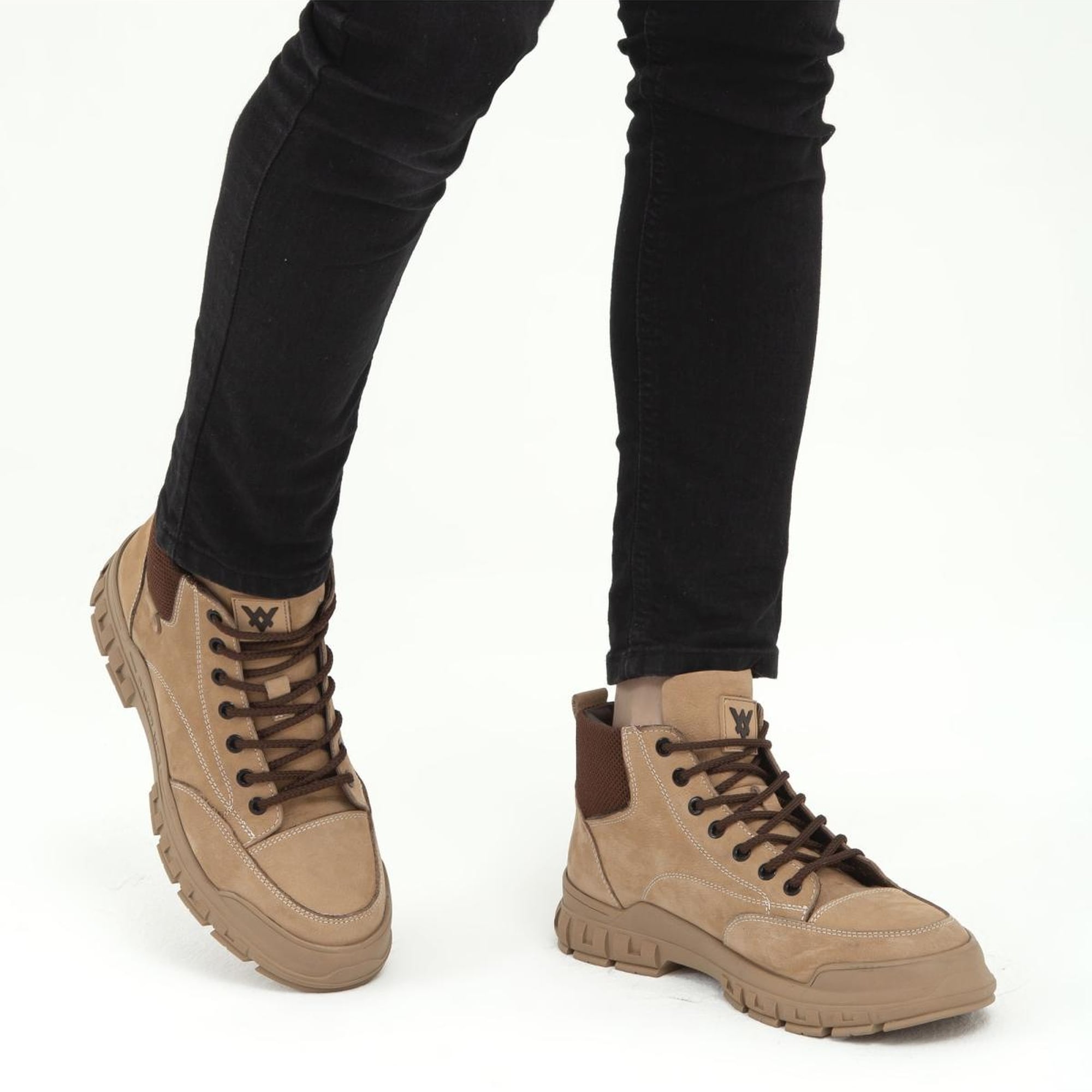 Valmenti Erkek Bej Nubuk Hakiki Deri Casual Bot