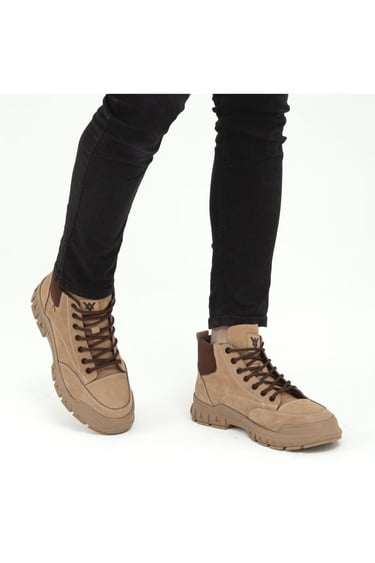  Valmenti Erkek Bej Nubuk Hakiki Deri Casual Bot