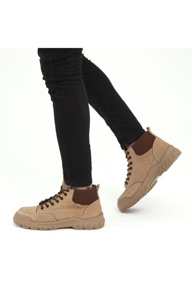  Valmenti Erkek Bej Nubuk Hakiki Deri Casual Bot