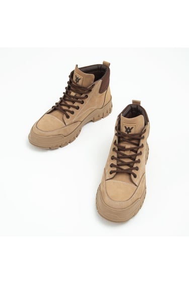  Valmenti Erkek Bej Nubuk Hakiki Deri Casual Bot