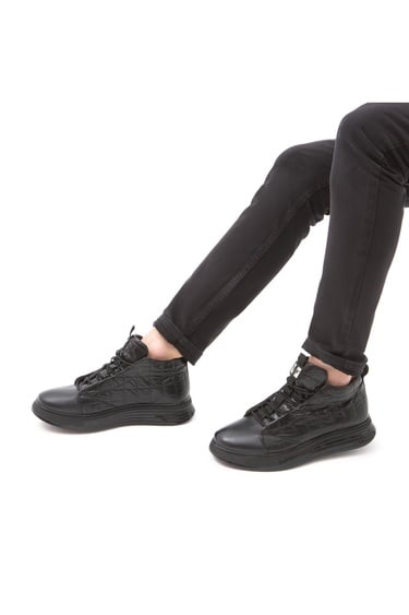  Valmenti Erkek Siyah Deri & Tekstil Casual Bot