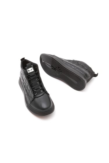  Valmenti Erkek Siyah Deri & Tekstil Casual Bot